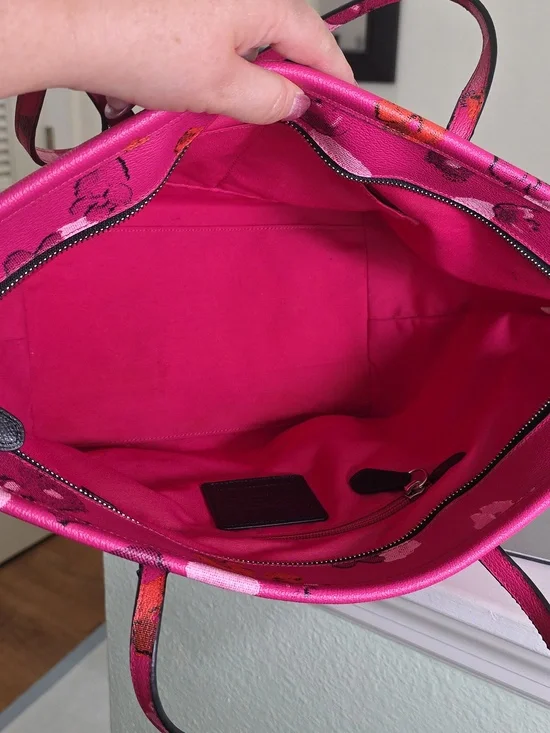 COACH F35161 PINK FLORAL/Silvertone Street Zip Tote Project Bag FAIR - Picture 14 of 17